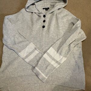 American Eagle Outfitters Light Gray Hooded Sweater